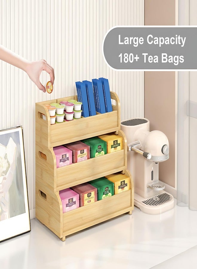 Wisuce Tea Holder for Tea Bags Organizer - Bamboo Tea Organizer for Tea Bags 3-Tier Stackable Wall Mount Large Capacity Tea Storage Box (natural) - Image 2