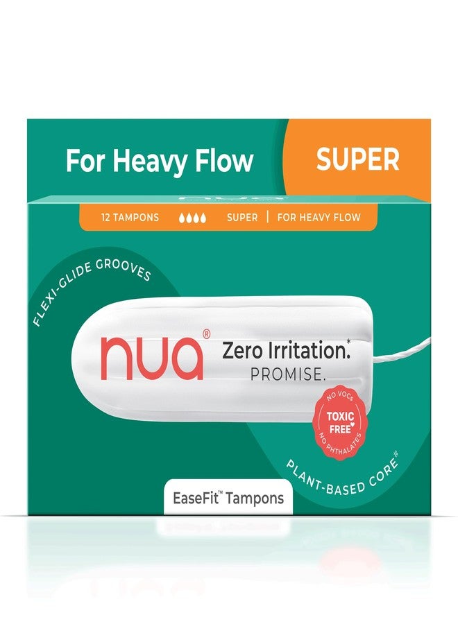 Nua EaseFit Tampons for Heavy Flow | 12 Tampons | Gynaecologically Tested | Hypoallergenic | Rapid Absorption Core | Leak-Proof Protection - Image 1