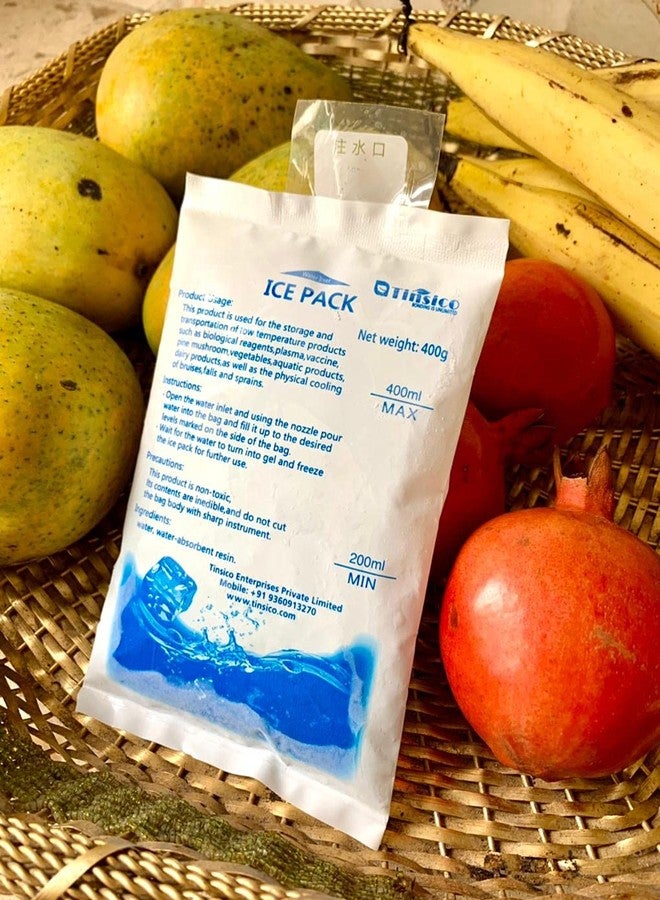 TINSICO Ice Bag Water-Injection Ice Pack (Pack of 10, 400 ML) for Pain Relief and Ice Box Reusable Cold Pack for Food Medical Storage and Delivery - Image 3