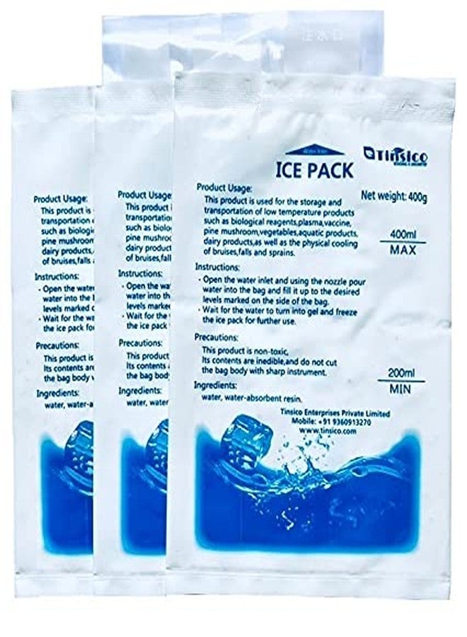 TINSICO Ice Bag Water-Injection Ice Pack (Pack of 10, 400 ML) for Pain Relief and Ice Box Reusable Cold Pack for Food Medical Storage and Delivery - Image 1