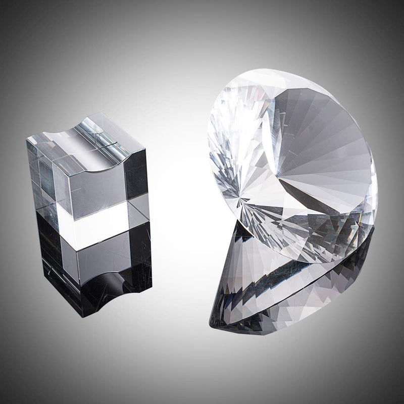 LONGWIN Large 120mm (4.7 in) Crystal Diamond Polyhedron Paperweight Wedding Venue Decoration Centerpieces with Glass Base - Image 4