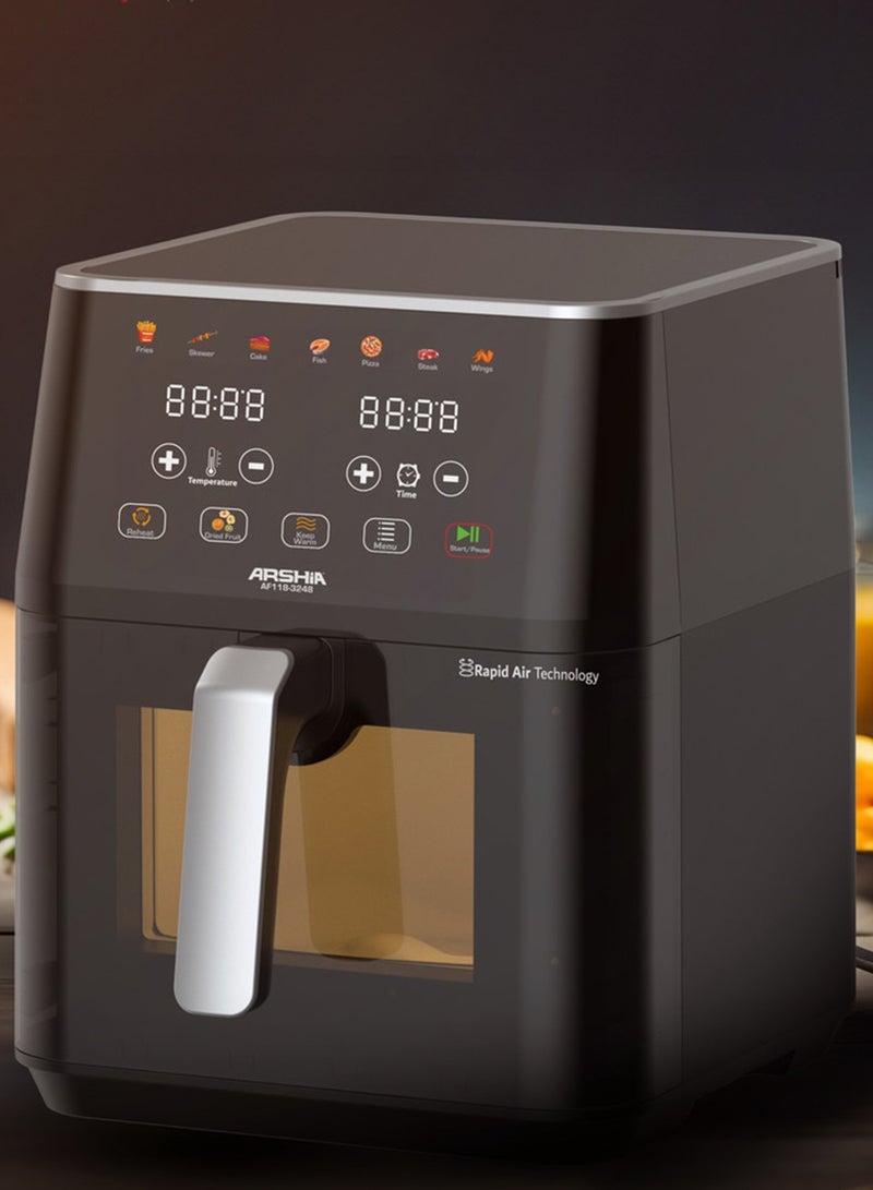 Arshia Digital Air Fryer 8L – Transparent Window & Touch Control – Healthy Oil-Free Cooking - Image 2