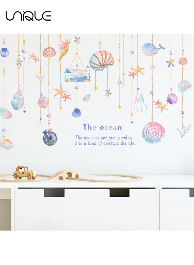 Unique Colorful Cartoon Shell Wall Stickers - Whale and Starfish Wall Stickers，DIY Movable Large Art Decoration, Peel & Paste, Fit for Kids, Baby Boys, Girls, Playroom Bedroom Deco - Image 4