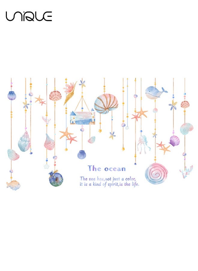Unique Colorful Cartoon Shell Wall Stickers - Whale and Starfish Wall Stickers，DIY Movable Large Art Decoration, Peel & Paste, Fit for Kids, Baby Boys, Girls, Playroom Bedroom Deco - Image 5