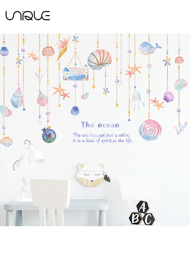 Unique Colorful Cartoon Shell Wall Stickers - Whale and Starfish Wall Stickers，DIY Movable Large Art Decoration, Peel & Paste, Fit for Kids, Baby Boys, Girls, Playroom Bedroom Deco - Image 3
