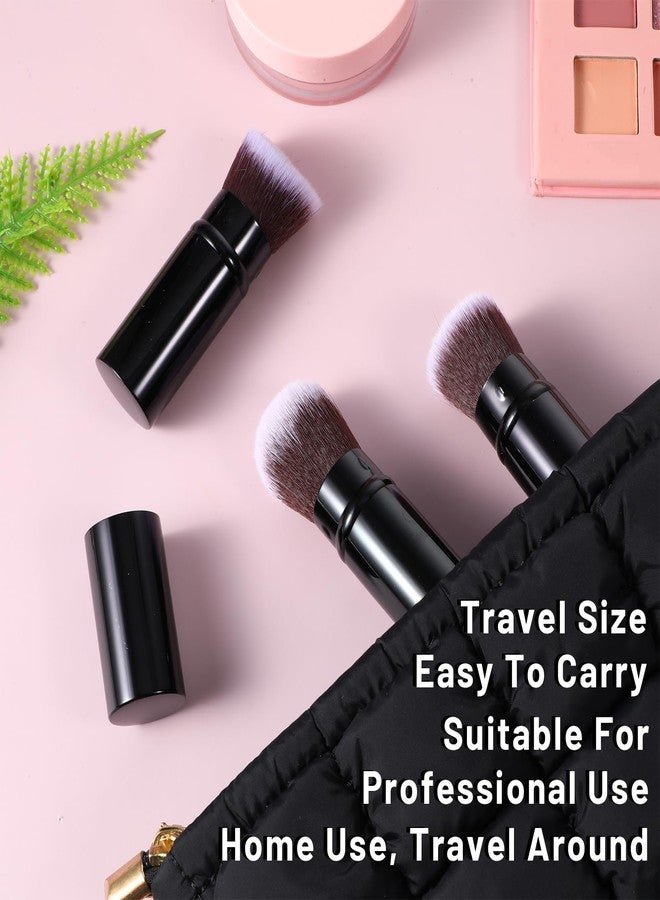 cobee 3 Pack Retractable Makeup Brush, Travel Face Blush Brush Portable Kabuki Foundation Brushes Soft Powder Foundation Brushes for Blending Liquid Blush Bronzer Buffing Sunscreen Concealing - Image 3