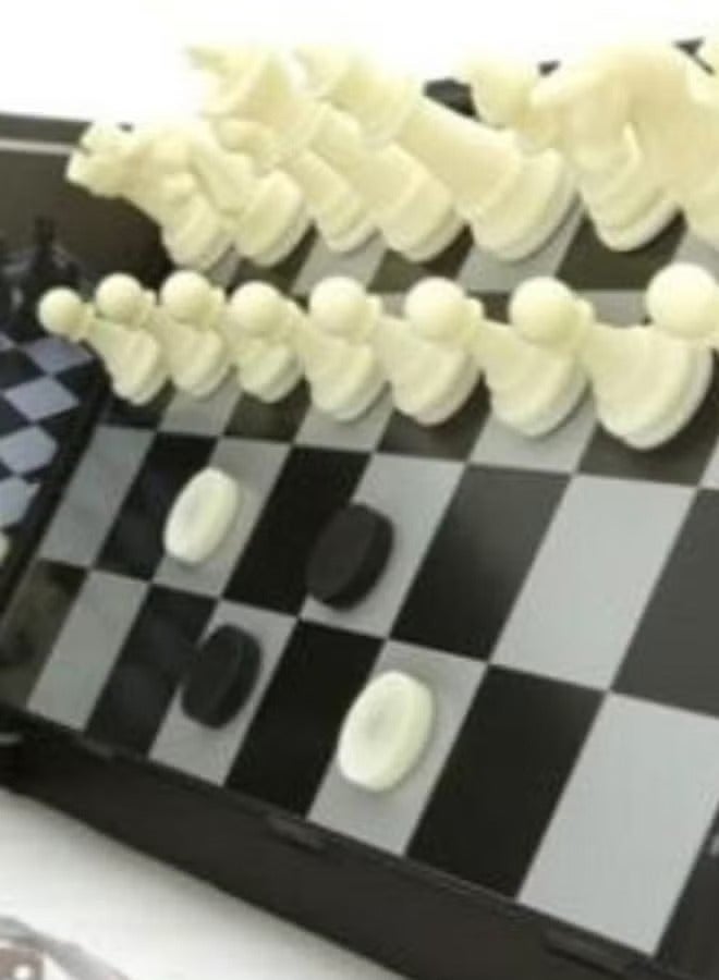 3 في 1 الشطرنج المغناطيسي والداما مع مجموعة لعبة الطاولة - Image 2