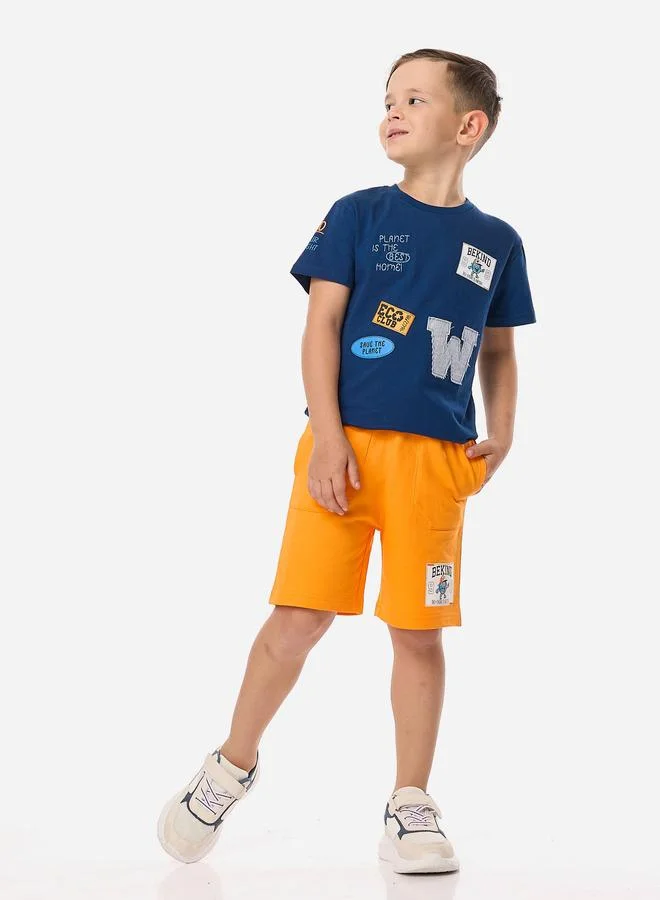 victor and jane Victor And Jane Boys Applique Graphic T-Shirt and Shorts Set