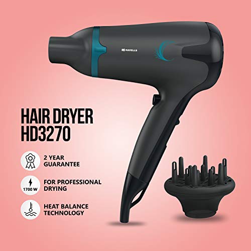 Havells HD3270 2-in-1 1700 Watts Hair Dryer with Diffuser and Thin Concentrator - Black - Image 3