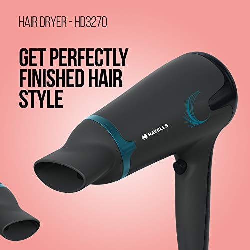 Havells HD3270 2-in-1 1700 Watts Hair Dryer with Diffuser and Thin Concentrator - Black - Image 2