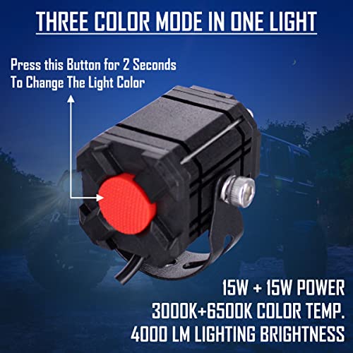 Asryd Fog Driving Lights 30W 4000 Lumen Driving Fog Off Road Lights Triple Color Mode with Flashing Waterproof (Pack of 2) For Bajaj Pulsar 150 - Image 2