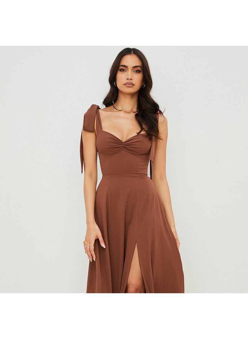 Generic French Style Backless Maxi Dress Chiffon Green  - Image 3