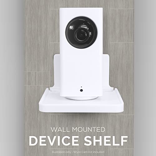 BRAINWAVZ Drill Free Wall Mount Shelf for Security Cameras Baby Monitors Speakers More Universal Holder Strong Adheasive Easy to Install No Mess Screwless White - Image 3