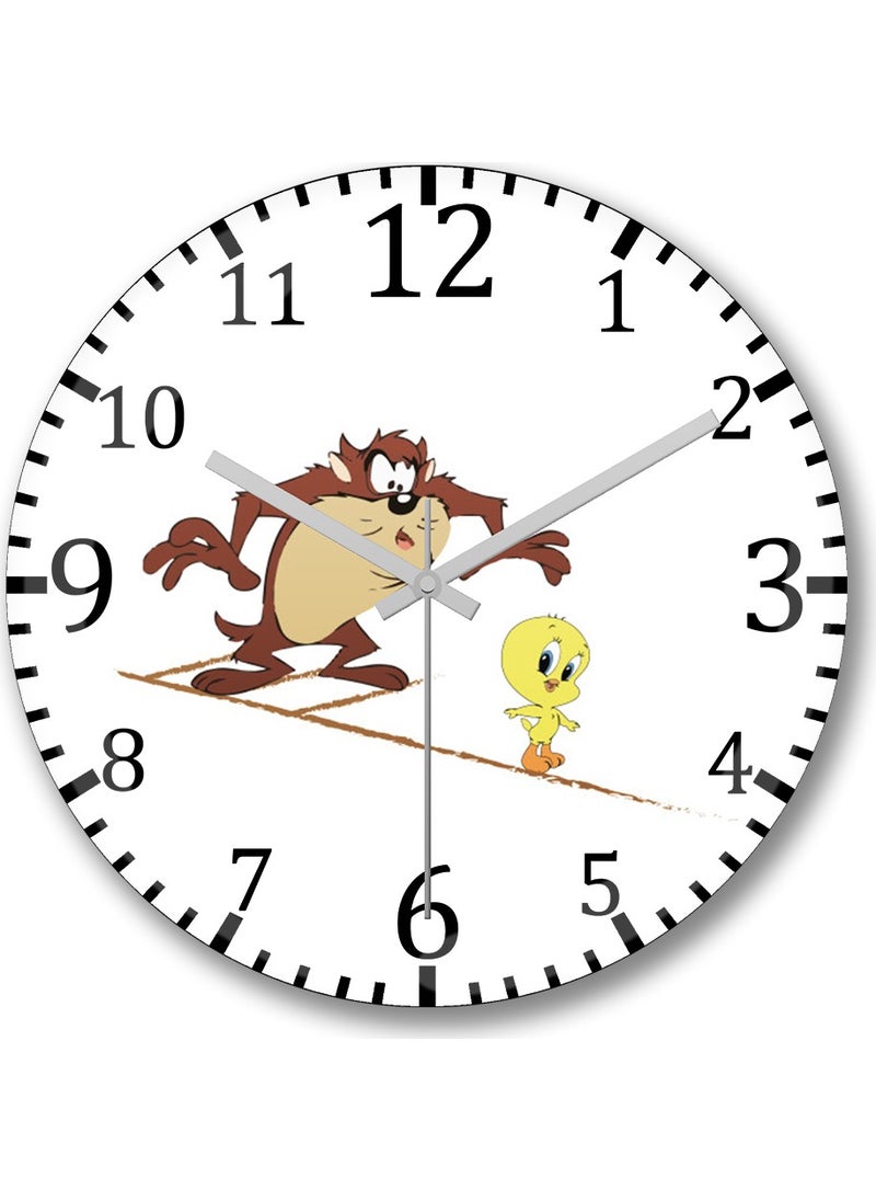 Baskı Dükkanı - Print Shop Looney Tweety Sudadera Con Gorro Wall Clock Curved Real Glass - Image 1