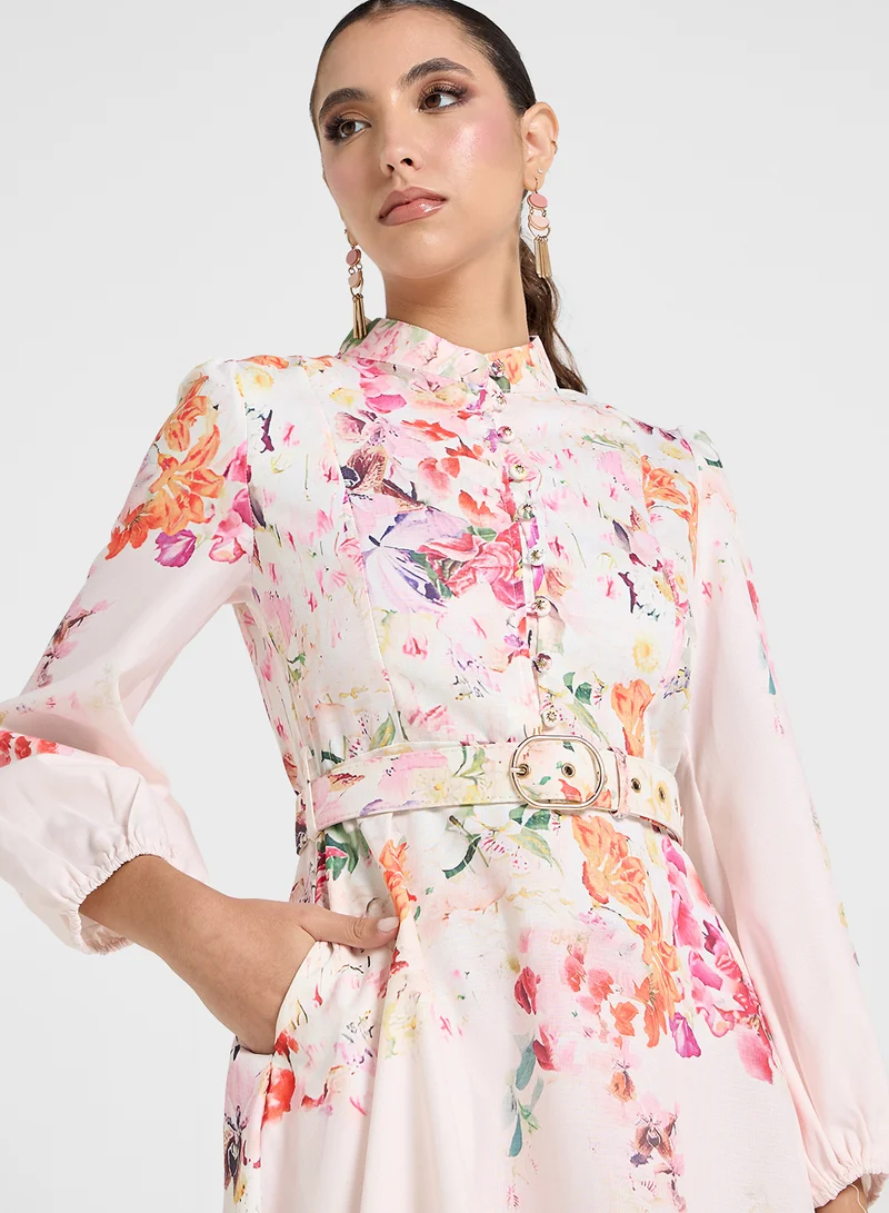 Khizana  Floral Belted Dress for Women | Best Price UAE