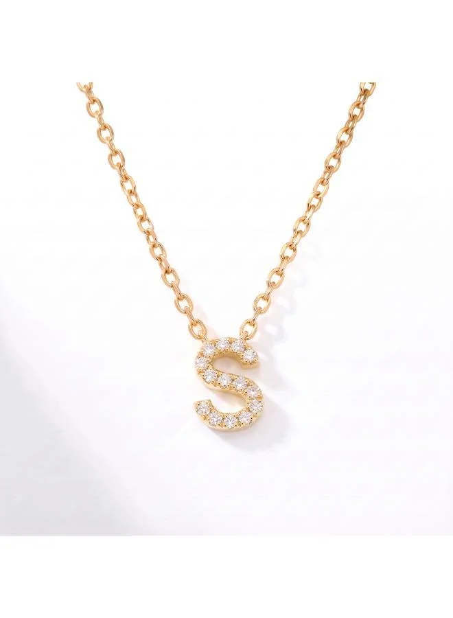 Letter S  Initial Pendant Necklace 18k Gold Plated