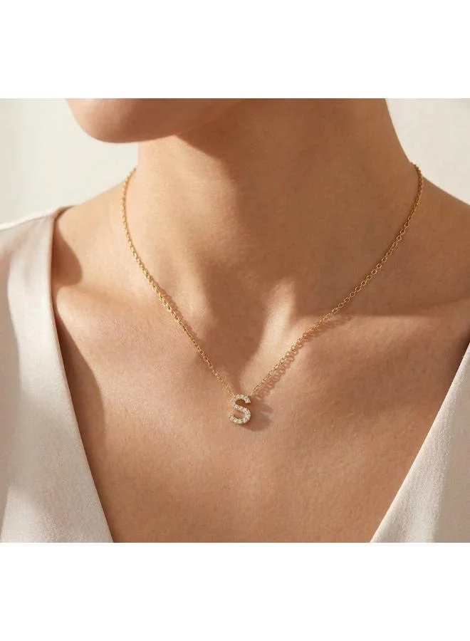 Rovaux  Letter S  Initial Pendant Necklace 18k Gold Plated for Women | Best Price UAE