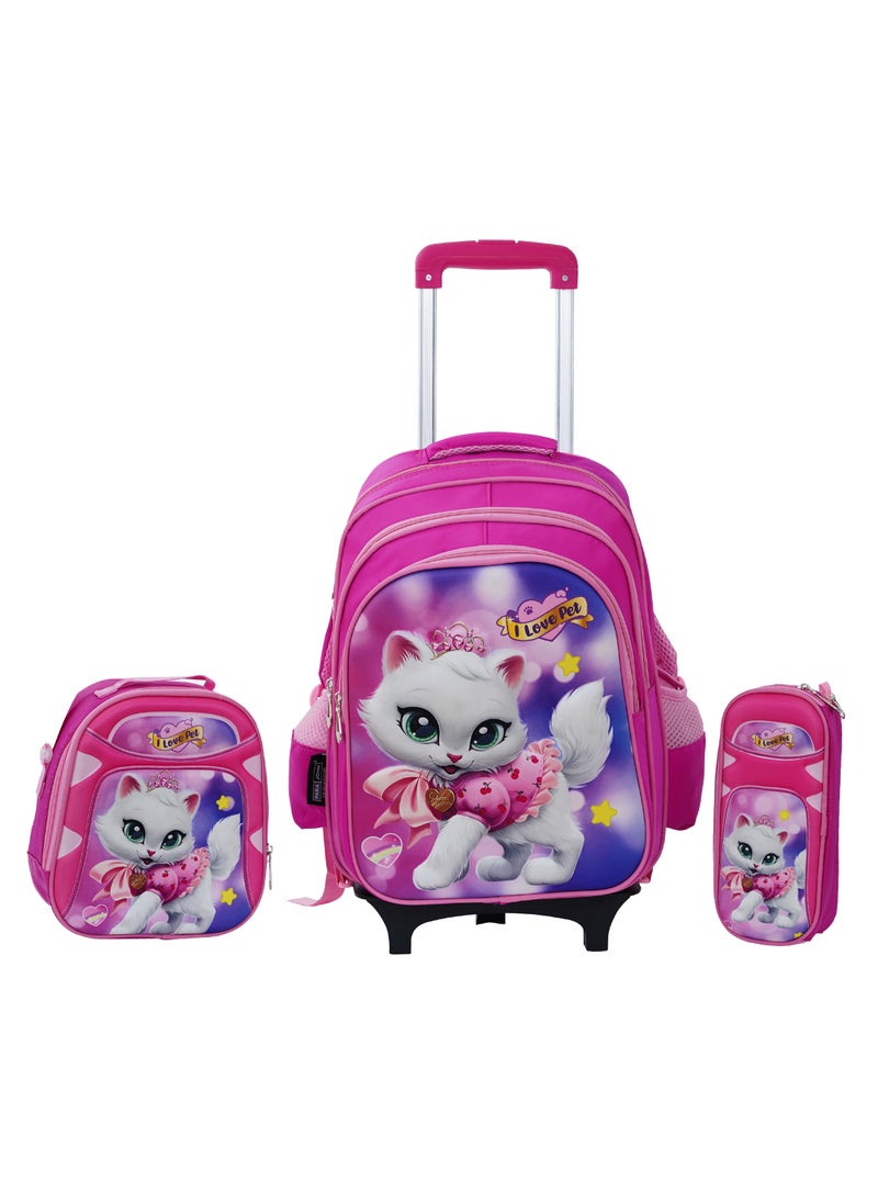PARAJOHN - School Rolling backpack All in one Set of 3 (14 Inch), school bag set with Pencil case,lunch bag for boys and girls, back to school essential, trolley bag for school - Image 1