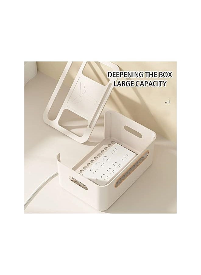 Mumoo Bear Router Storage box Power Strip Cord Storage box Multifunctional Cable Management Box for WiFi Router Set-top and Sockets (2Layer, Apricot)  - Image 4