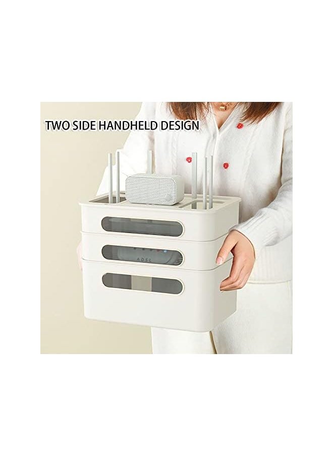 Mumoo Bear Router Storage box Power Strip Cord Storage box Multifunctional Cable Management Box for WiFi Router Set-top and Sockets (2Layer, Apricot)  - Image 3