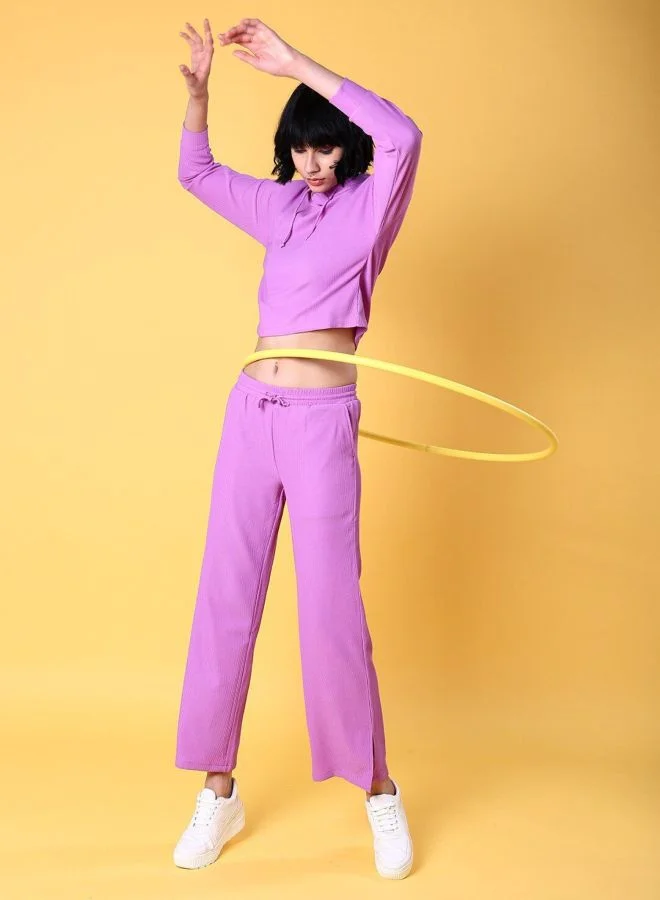 Freehand  Women Relaxed Fit Solid Long Sleeve Mid Rise Hooded Top and Pant Co-Ords set  | Best Price UAE