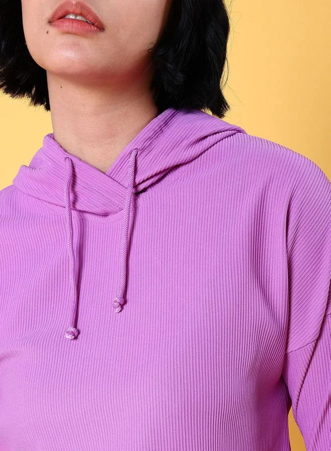 Freehand  Women Relaxed Fit Solid Long Sleeve Mid Rise Hooded Top and Pant Co-Ords set  | Best Price UAE