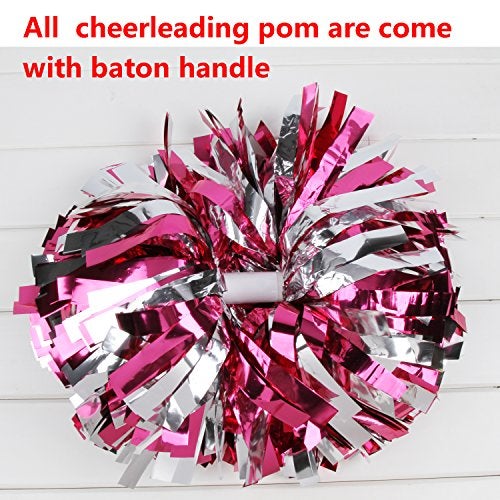 ICObuty Metallic Cheerleader Cheerleading Pom Poms 6 inch 1 Pair 2 Pieces (Orange) - Image 2