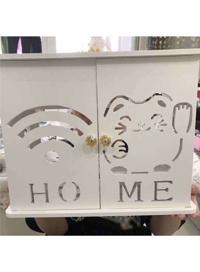 يُسلِّم صناديق تخزين جهاز توجيه واي فاي من 4 طبقات، أرفف عائمة لمودم جهاز توجيه واي فاي، رف حائطي مخفي مزخرف، خزانة منظمة لتخزين جهاز التوجيه على سطح الطاولة للمكتب المنزلي (أ) - Image 4