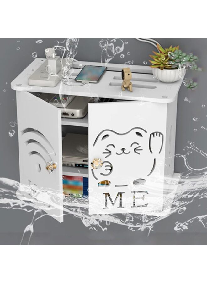 يُسلِّم صناديق تخزين جهاز توجيه واي فاي من 4 طبقات، أرفف عائمة لمودم جهاز توجيه واي فاي، رف حائطي مخفي مزخرف، خزانة منظمة لتخزين جهاز التوجيه على سطح الطاولة للمكتب المنزلي (أ) - Image 5