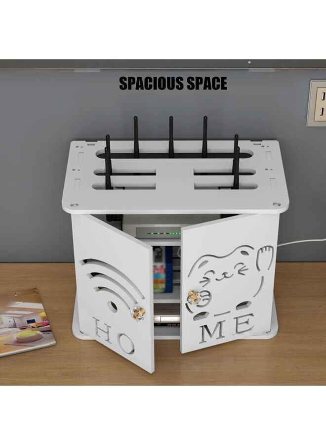 يُسلِّم صناديق تخزين جهاز توجيه واي فاي من 4 طبقات، أرفف عائمة لمودم جهاز توجيه واي فاي، رف حائطي مخفي مزخرف، خزانة منظمة لتخزين جهاز التوجيه على سطح الطاولة للمكتب المنزلي (أ) - Image 2