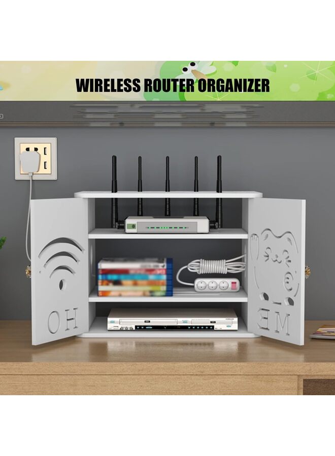 يُسلِّم صناديق تخزين جهاز توجيه واي فاي من 4 طبقات، أرفف عائمة لمودم جهاز توجيه واي فاي، رف حائطي مخفي مزخرف، خزانة منظمة لتخزين جهاز التوجيه على سطح الطاولة للمكتب المنزلي (أ) - Image 3