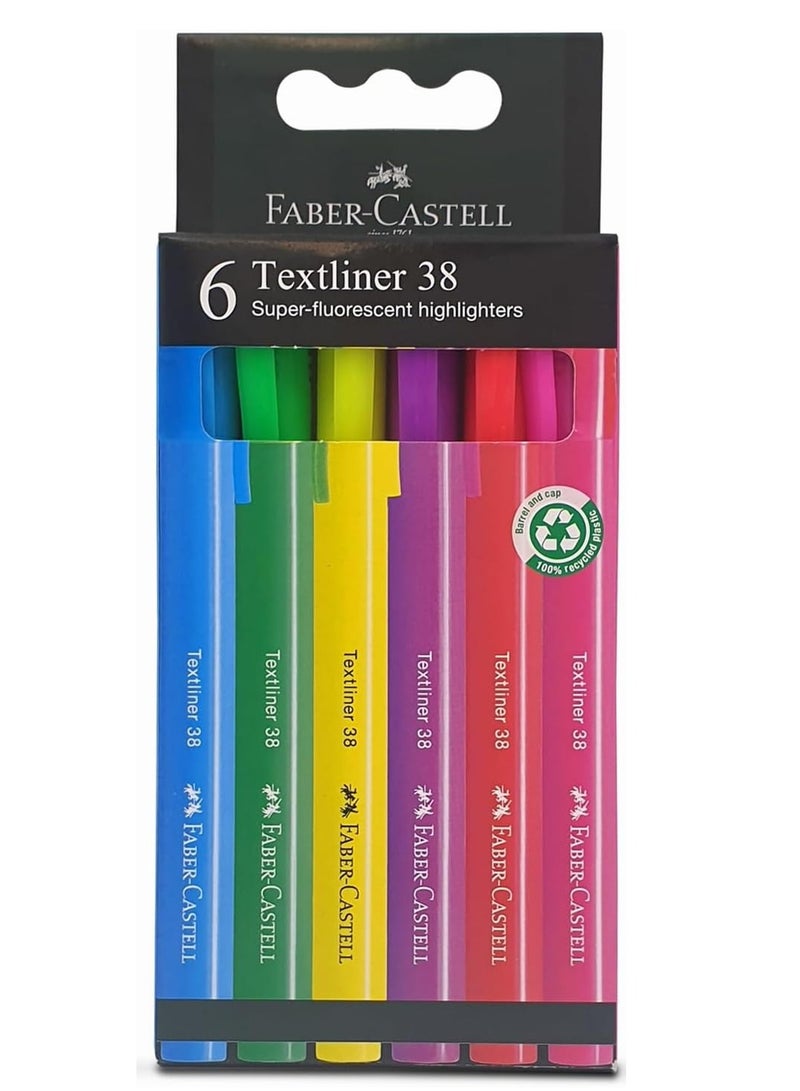 6 قطع من أقلام التمييز الرفيعة بألوان نيون