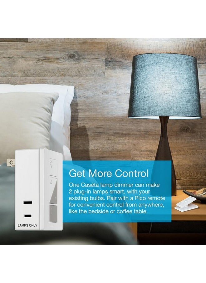 LUTRON Lutron Caseta Smart Lighting Kit w/ Lamp Dimmer and Pico Remote, for 2 Floor and Table Lamps, Works w/ Alexa, Apple Homekit, Google Home (Hub Required), 100W Single-Pole/3-Way, P-PKG1P-WH  - Image 4