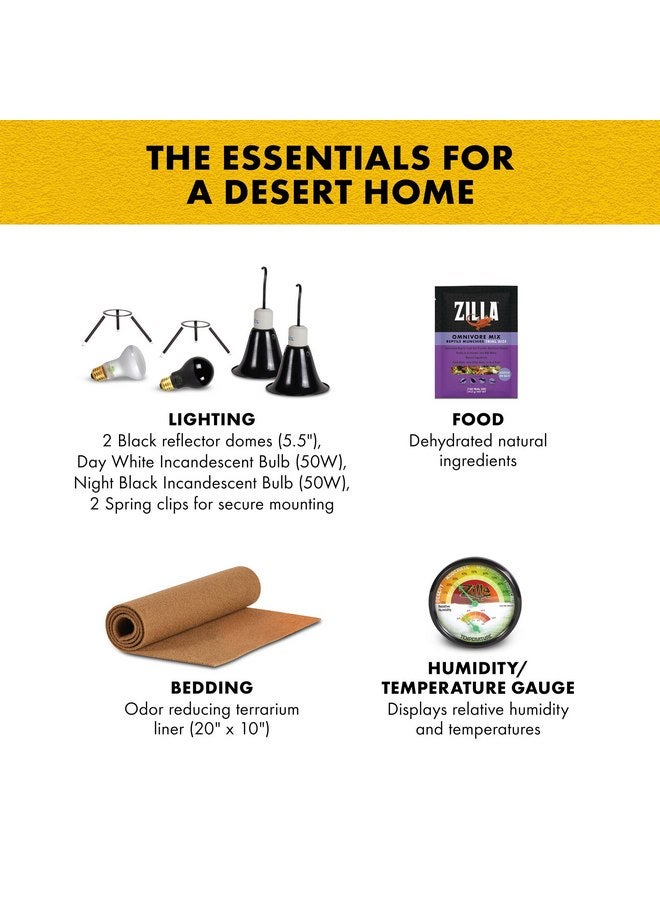 زيلا مجموعة ملحقات Zilla Desert Habitat، مجموعة بداية للزواحف، بداية سهلة للزواحف التي تعيش في الصحراء، تتضمن الإضاءة والفراش والطعام، مثالية للأحواض الزجاجية مقاس 10 جرام - Image 5