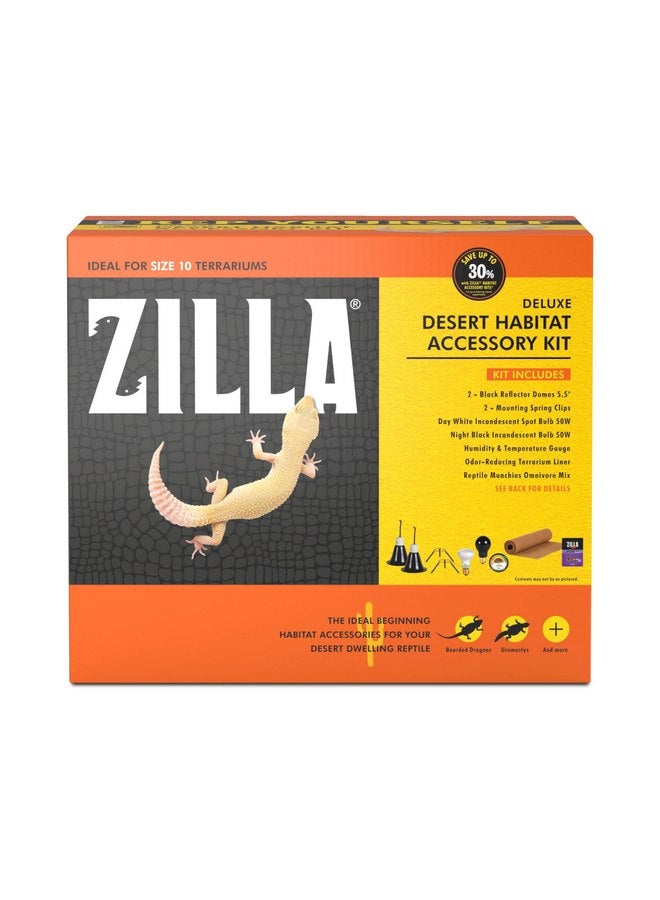 زيلا مجموعة ملحقات Zilla Desert Habitat، مجموعة بداية للزواحف، بداية سهلة للزواحف التي تعيش في الصحراء، تتضمن الإضاءة والفراش والطعام، مثالية للأحواض الزجاجية مقاس 10 جرام - Image 1