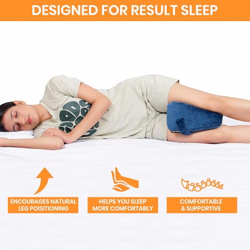 Joint Genius Knee Pillow for Side Sleepers, Knock Knee Corrector for Sleeping, Memory Foam Leg Pillow Wedge Cushion for Side Sleeper,Sciatica,Pregnancy,Hip&Back Pain Relief (Navy Blue, Heart Shape) - Image 4