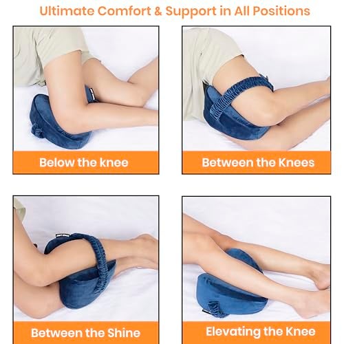 Joint Genius Knee Pillow for Side Sleepers, Knock Knee Corrector for Sleeping, Memory Foam Leg Pillow Wedge Cushion for Side Sleeper,Sciatica,Pregnancy,Hip&Back Pain Relief (Navy Blue, Heart Shape) - Image 5