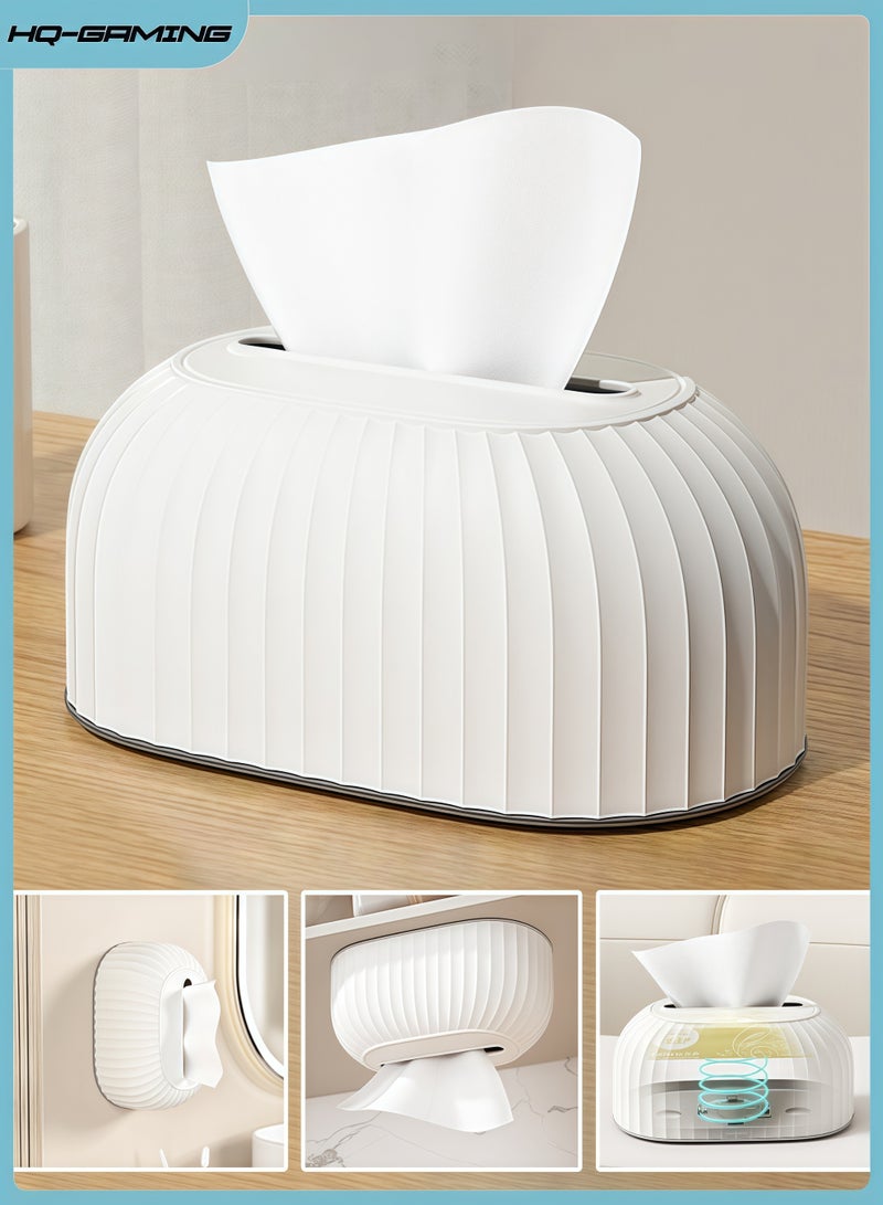 إتش كيو جيمنغ حامل غطاء علبة المناديل، حامل مناديل أنيق مع منظم ورق زنبركي، موزع أوراق التجفيف للحمام والمطبخ والمنزل - Image 1