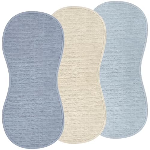 Hahafelt 3 Pcs Changing Pad Liners Fits in Peanut Shape Changing Pad Waterproof Diaper Mats Organic Cotton Peanut Mats are Warm on a Babys Back Washable ReusableElegant StyleBlue - Image 1