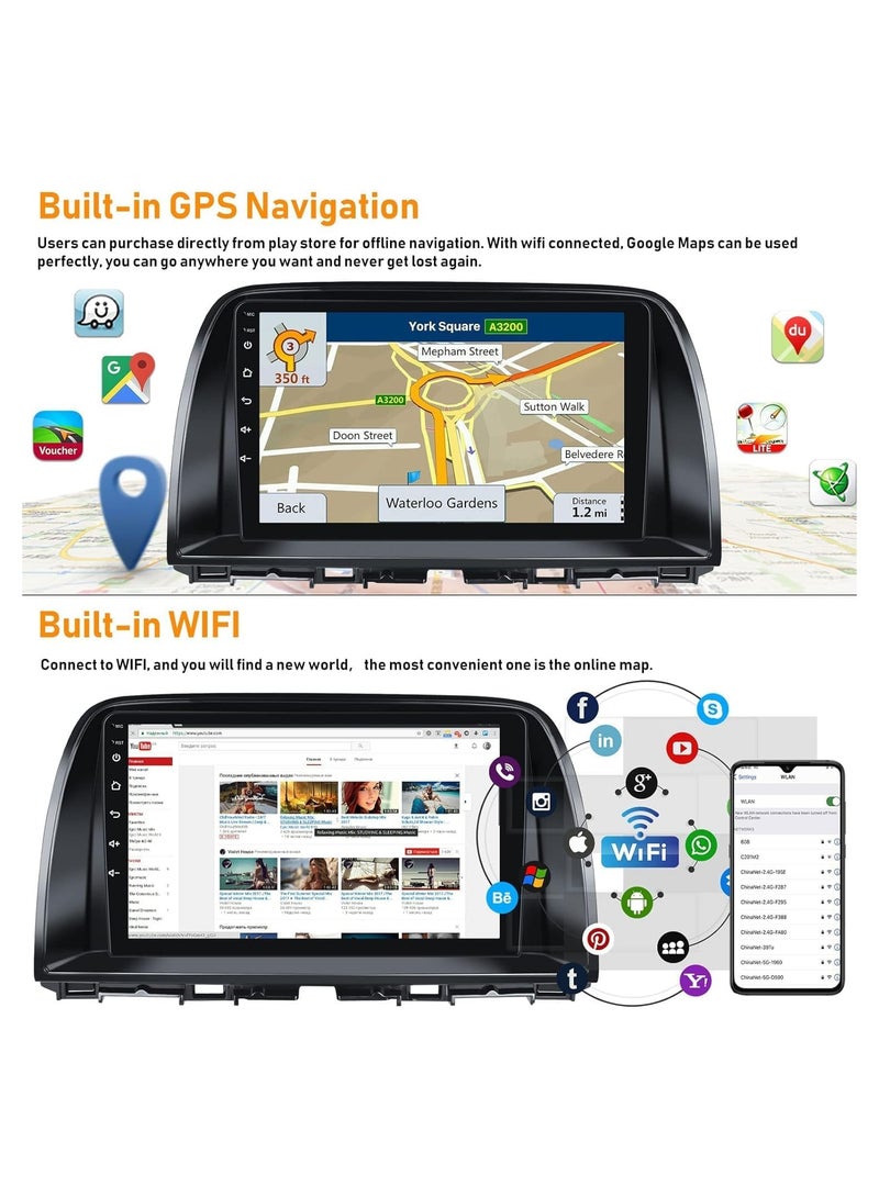 شيزا ستار ستيريو سيارة أندرويد لفورد مازدا CX-5 2012 2013 2014 2015 2 جيجابايت رام 32 جيجابايت روم 9 بوصة يدعم أبل كاربلاي، ميرورلينك واي فاي BT، شاشة تعمل باللمس IPS مع كاميرا AHD متضمنة - Image 4