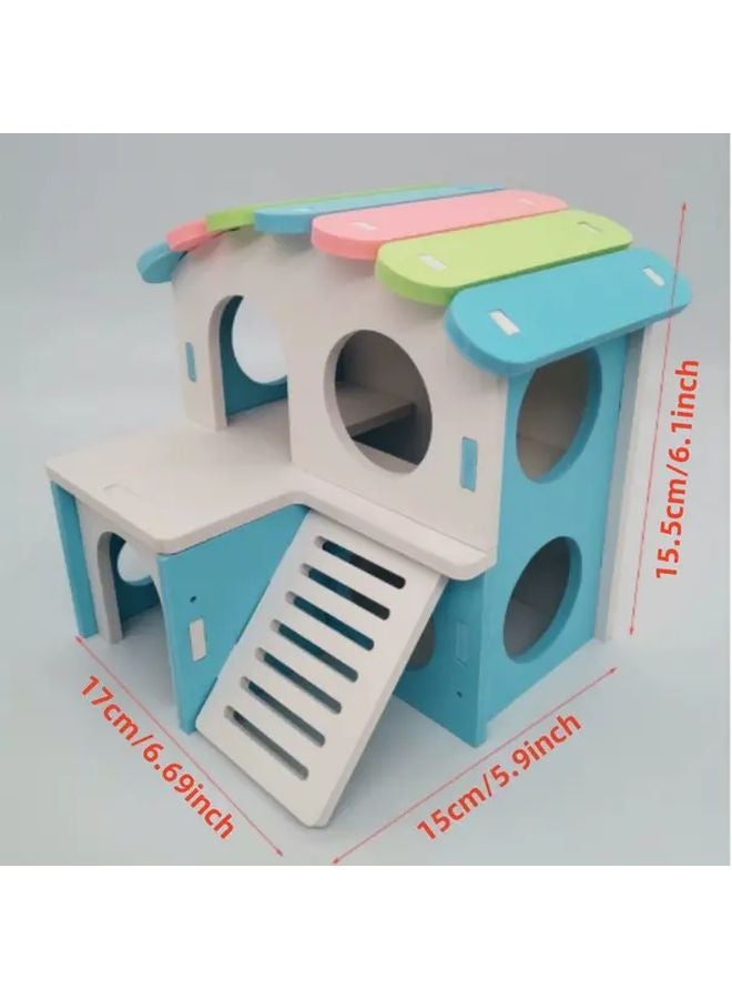 Pink Hamster House With Entrance Tunnel Easy Clean Multi Level Small Pet Shelter - Image 3