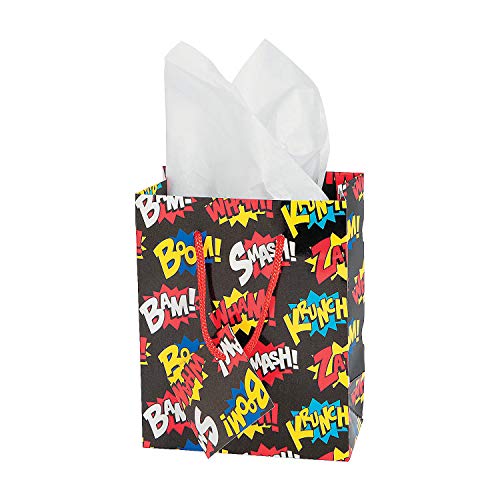 Fun Express Super Hero / Comic Theme Gift Favor Bags - Pack of 12 small favor gift bags - Image 3