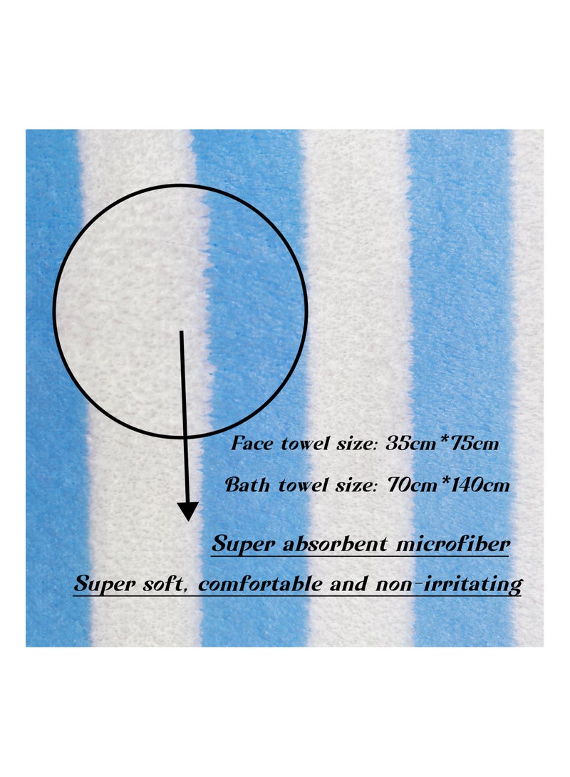 لينة سوبر ماص ديلوكس منشفة الفندق مجموعة حجم 70 * 140cm سميكة ودائمة سريعة الجافة الجلد الحساسة بيئيا مناسبة للرياضة الحمامات المنزلية اليومية ( الأزرق ) - Image 2
