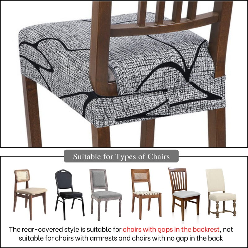 SearchI SearchI Stretch Dining Chair Seat Covers Set of 4  Soft Removable Washable Seat Covers for Dining Chairs  Dining Room Seat Cover Protector (Rear-Covered  Grey Lotus) - Image 5