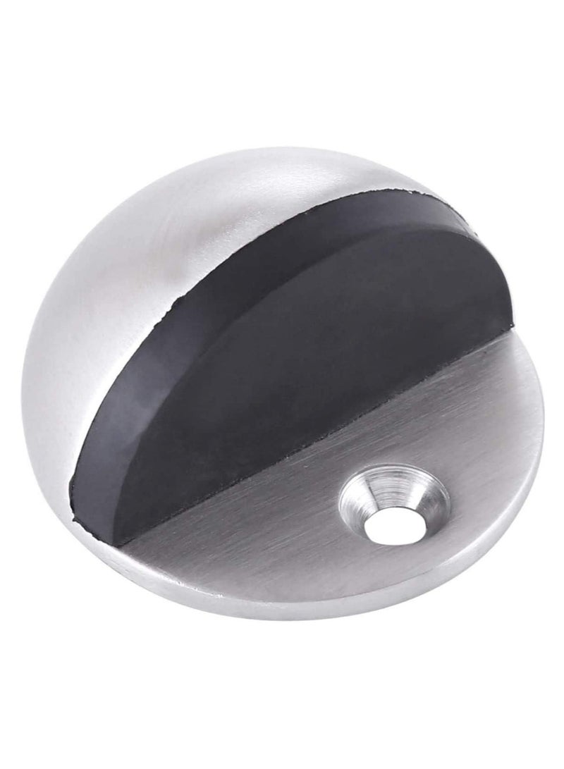 سدادة باب أرضية بيضاوية على شكل نصف قمر، سدادة باب من الفولاذ المقاوم للصدأ ومصد مطاطي، قطعة واحدة، فضي - Image 1