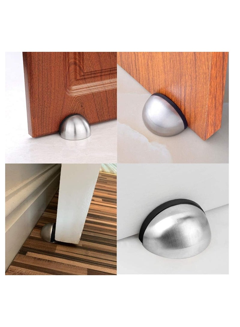 سدادة باب أرضية بيضاوية على شكل نصف قمر، سدادة باب من الفولاذ المقاوم للصدأ ومصد مطاطي، قطعة واحدة، فضي - Image 2