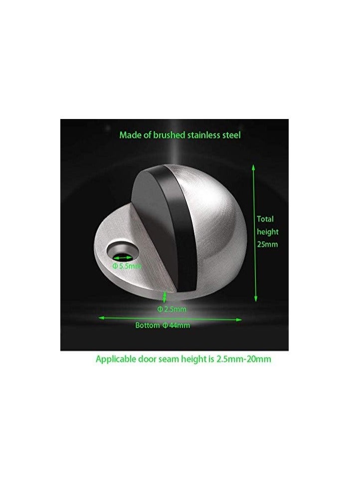 سدادة باب أرضية بيضاوية على شكل نصف قمر، سدادة باب من الفولاذ المقاوم للصدأ ومصد مطاطي، قطعة واحدة، فضي - Image 3