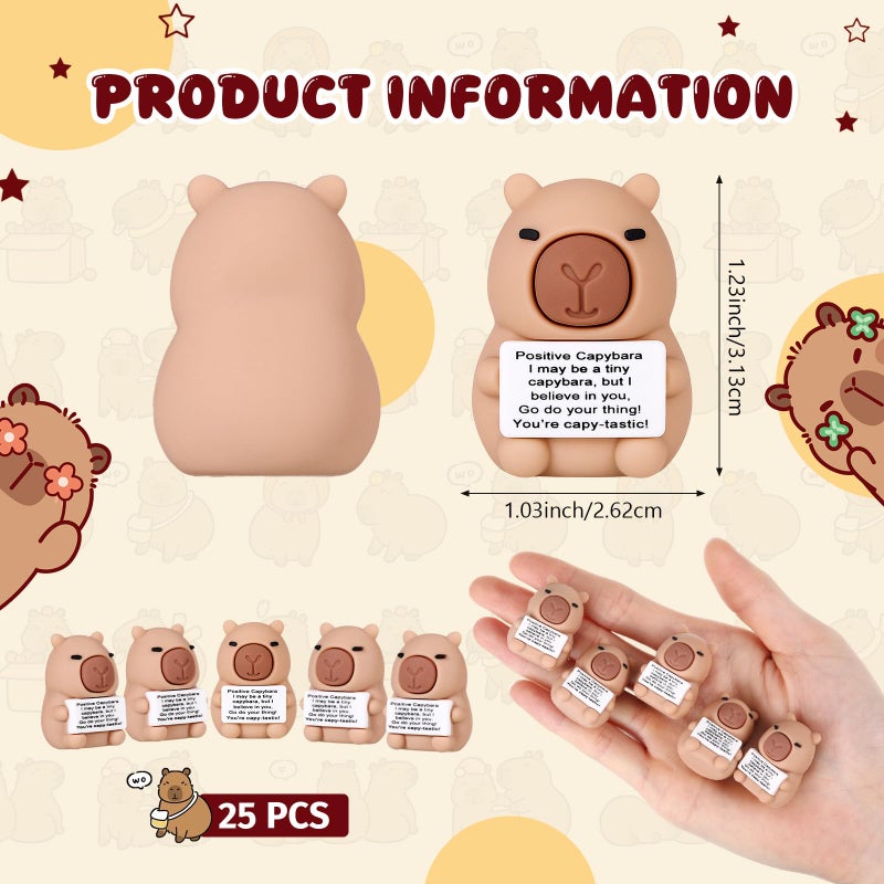 Gejoy 25 Pcs Mini Rubber Capybara Toys Positive Gifts Mini Capybaras Decorations And Encouragement Birthday Motivational Gifts For Colleague Staff Teacher - Image 2