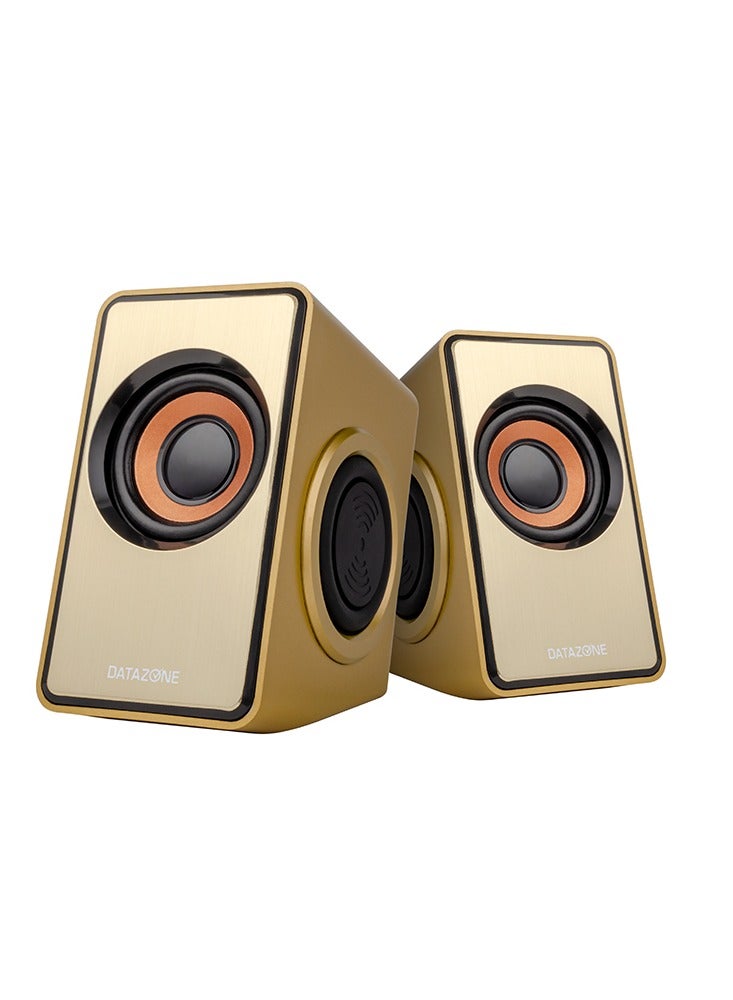 داتا زون مكبر صوت مكتبي صغير بتصميم معدني أنيق، صوت قوي وواضح، مدخل USB وAUX، جودة صوت عالية، طاقة 3 واط × 2، مكبر صوت مزدوج الجوانب - Image 3