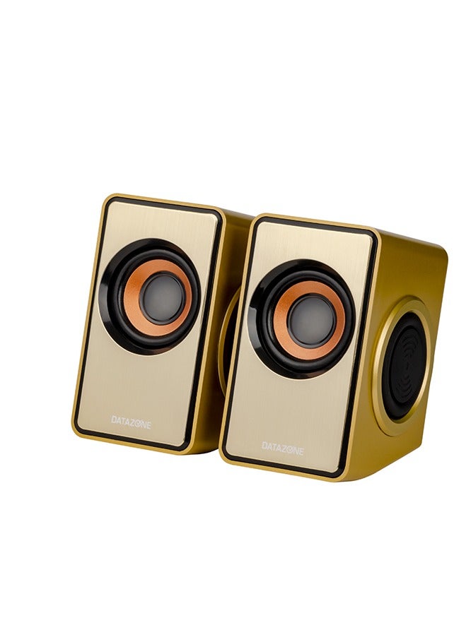 داتا زون مكبر صوت مكتبي صغير بتصميم معدني أنيق، صوت قوي وواضح، مدخل USB وAUX، جودة صوت عالية، طاقة 3 واط × 2، مكبر صوت مزدوج الجوانب - Image 1